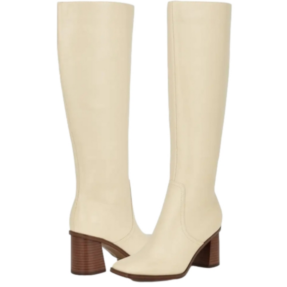 Nine West Shoes - 📣 Nine West Dortha Modern Square Toe High Block Heel Boot 👢 Size 8 Ivory 🆕